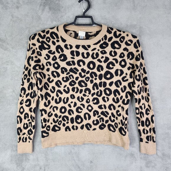 Womens A New Day Sweater Brown & Black Leopard Print Long Sleeve Crew Neck XL - Picture 2 of 8